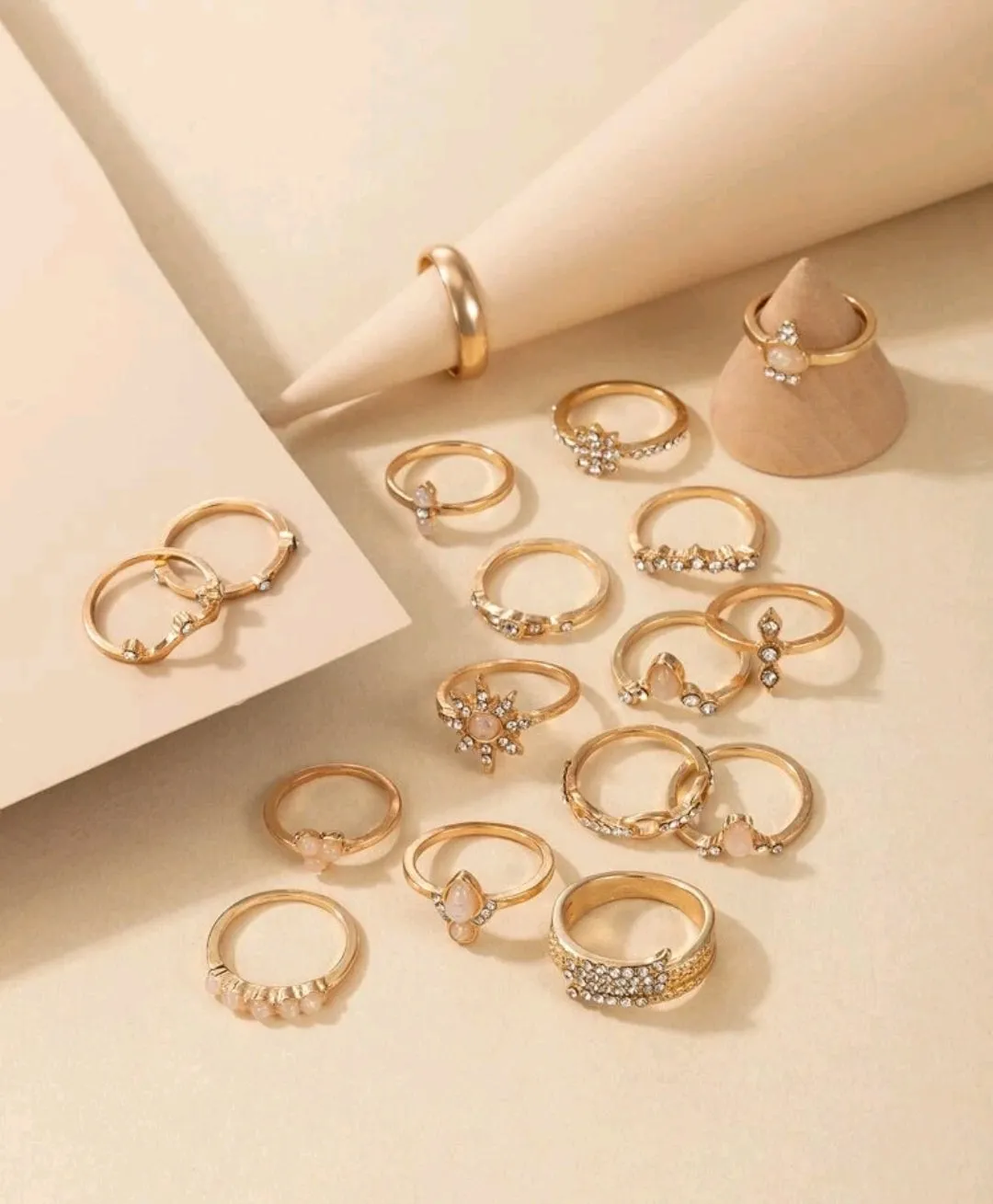 ( 17 pcs ) Rhinestone Decor Rings