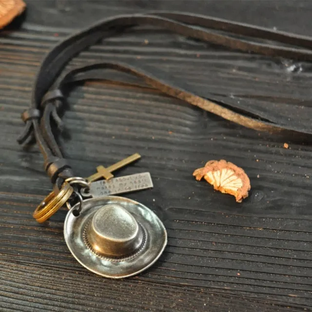 100% Genuine Leather Pendant Necklace - Geometric