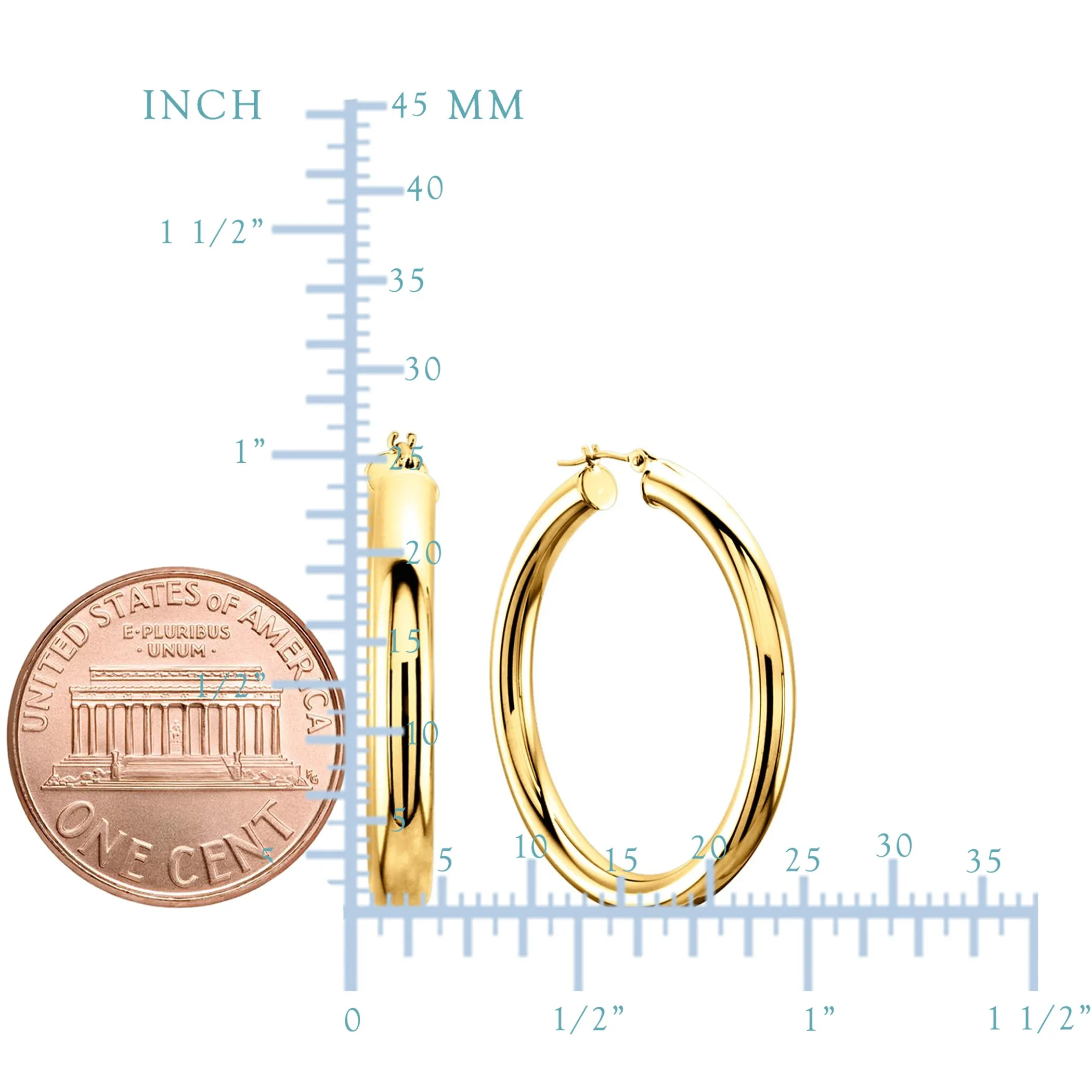 10k Yellow Gold 3mm Shiny Round Tube Hoop Earrings