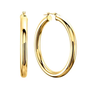 10k Yellow Gold 3mm Shiny Round Tube Hoop Earrings