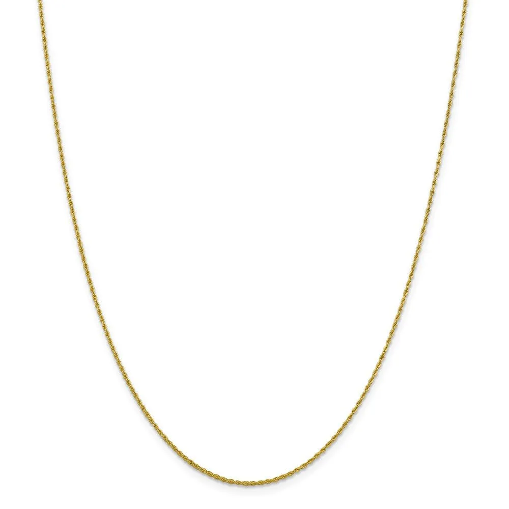 1.2mm 10k Yellow Gold Diamond Cut Loose Rope Chain Necklace