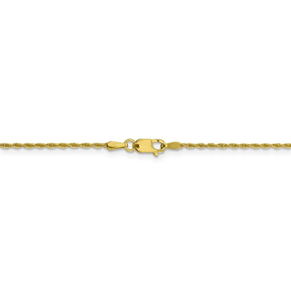 1.2mm 10k Yellow Gold Diamond Cut Loose Rope Chain Necklace