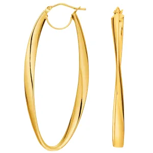 14K Gold 2mm Shiny Wavy Hoop Earrings