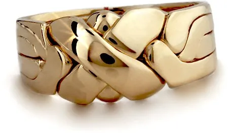 14K Gold 4 Band LARGE X Puzzle Ring 4BX1