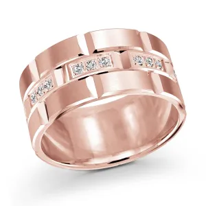 14K Rose Gold with Inlaid Diamonds Ring from the Executif Collection by Malo - FJMD-002-11P36