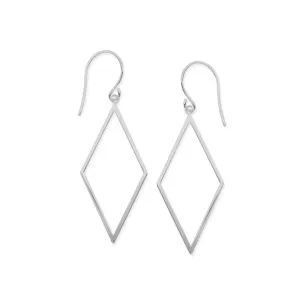 14K White Gold Shiny Drop Triangle Earrings