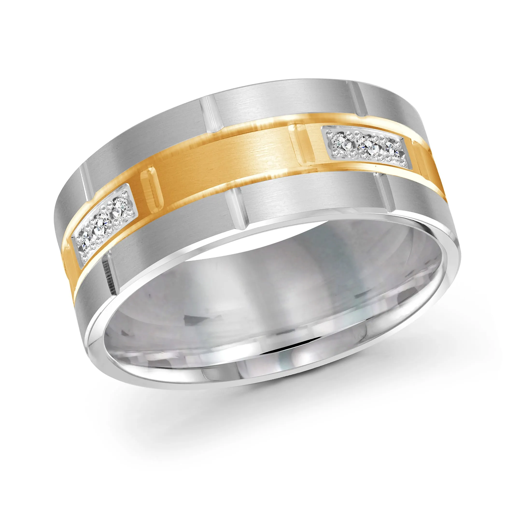 14K White Gold with 14K Yellow Gold and Inlaid Diamonds Ring from the Executif Collection by Malo - FJMD-002-9WY18