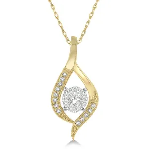 14k Yellow Gold .20twt Diamond Pendant Necklace