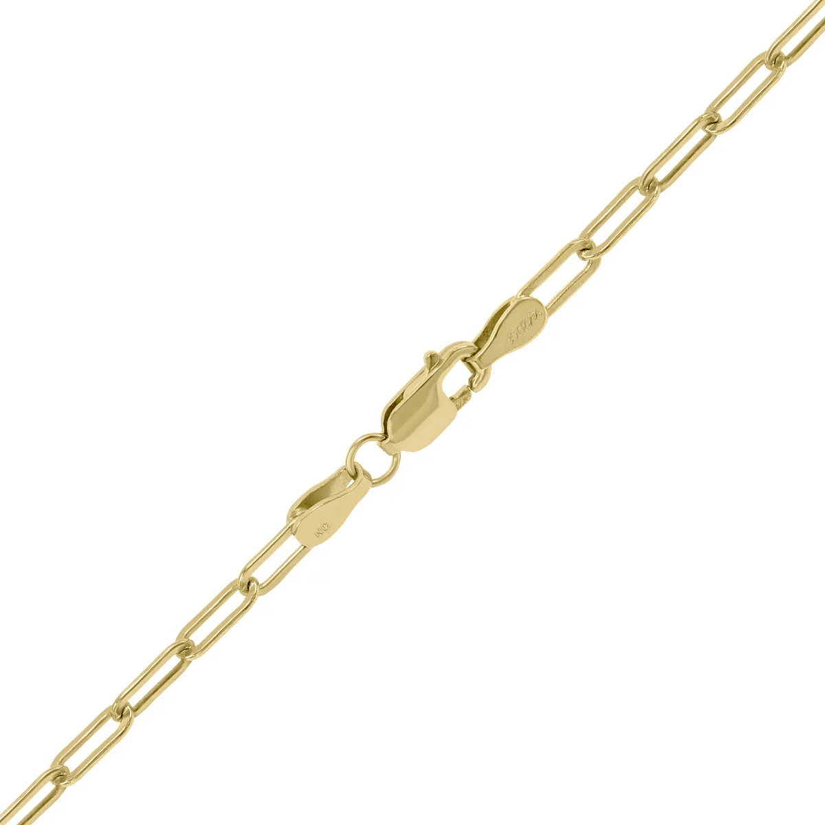 14K Yellow Gold Filled 2.5Mm Flat Link Paperclip Chain With Lobster Clasp - 18 Inch