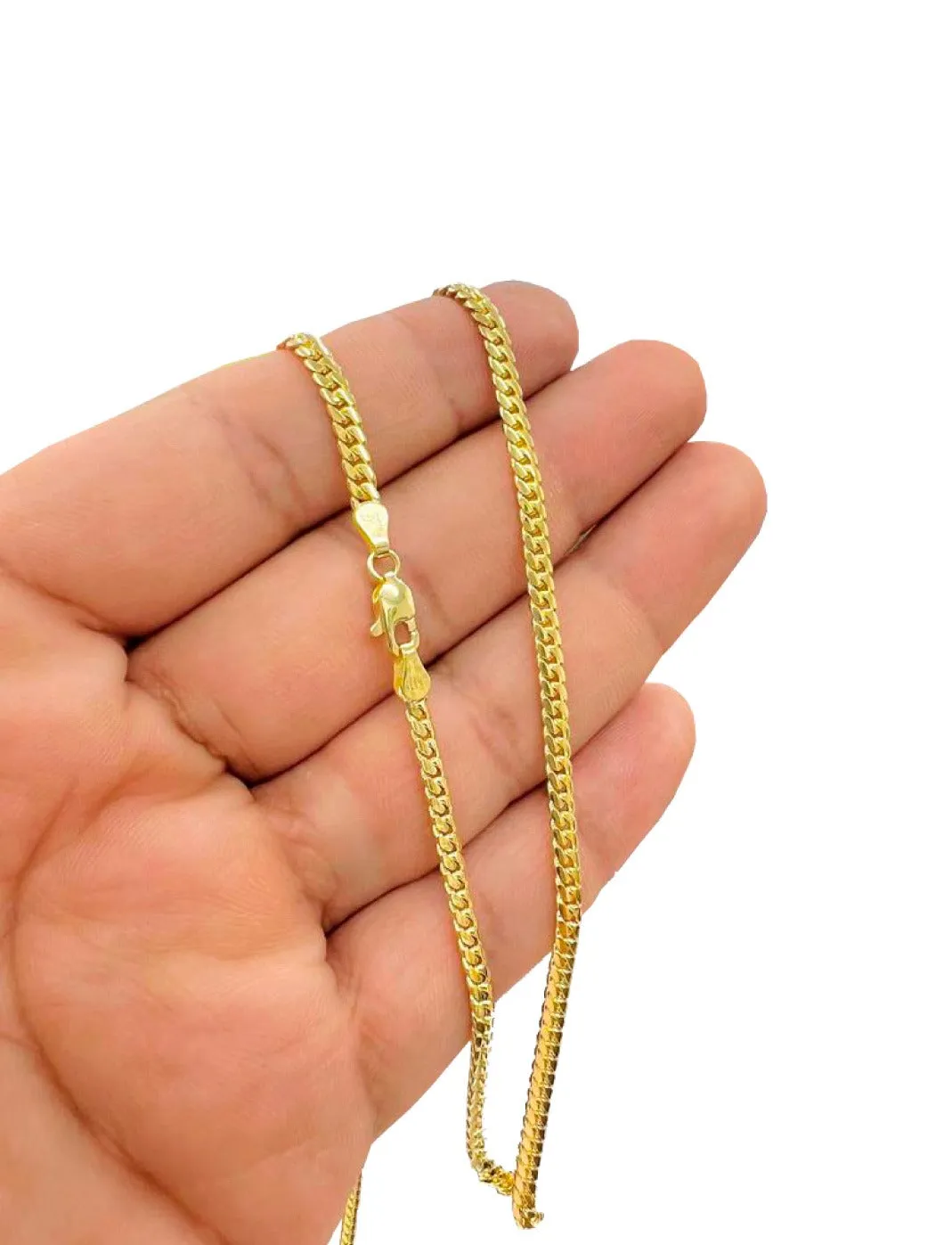 14K Yellow Gold Miami Cuban Link Chain Necklace 24" 3.2mm Womens Mens Fancy Jewelry