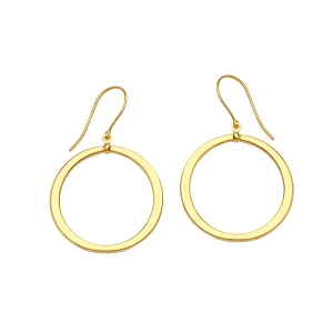 14K Yellow Gold Shiny Round Drop Earrings