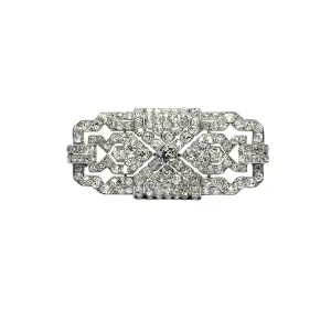 16 Carats Art Deco Diamond Platinum Brooch, Circa 1925