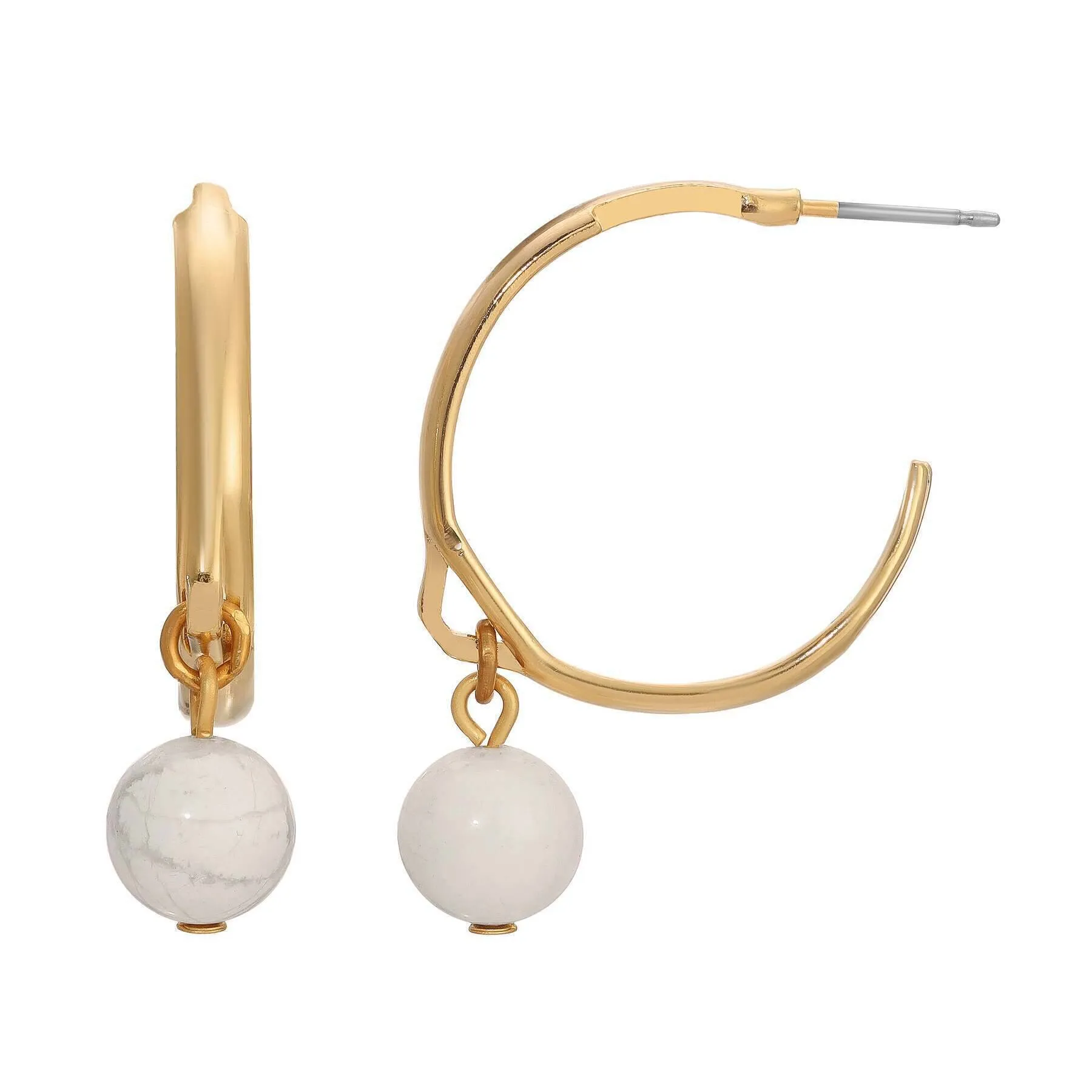 1928 Jewelry Round Gemstone Gold Hoop Earrings