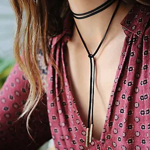 2016 Hot fashion Torques Bijoux Pure Black Velvet Ribbon Bow 150cm Long necklace False collar chokers Necklace for women jewelry