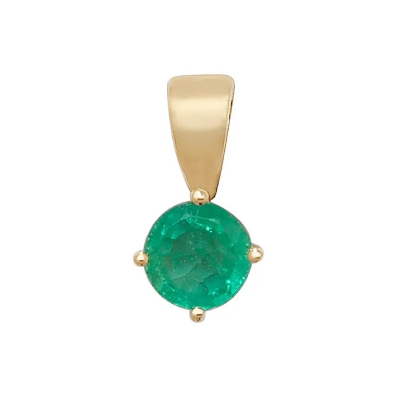 9ct Yellow Gold Round Emerald Pendant