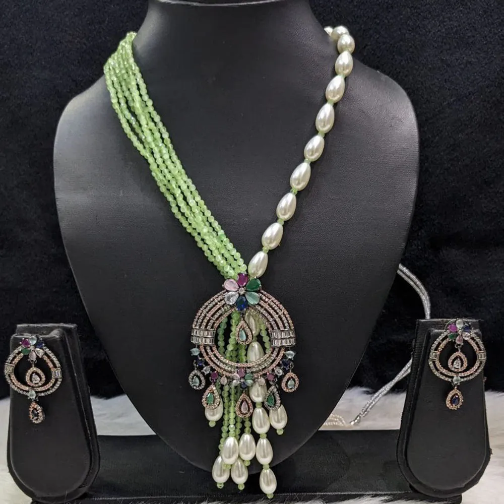 Aamrapali 2Tone Plated AD And Pearl Necklace Set