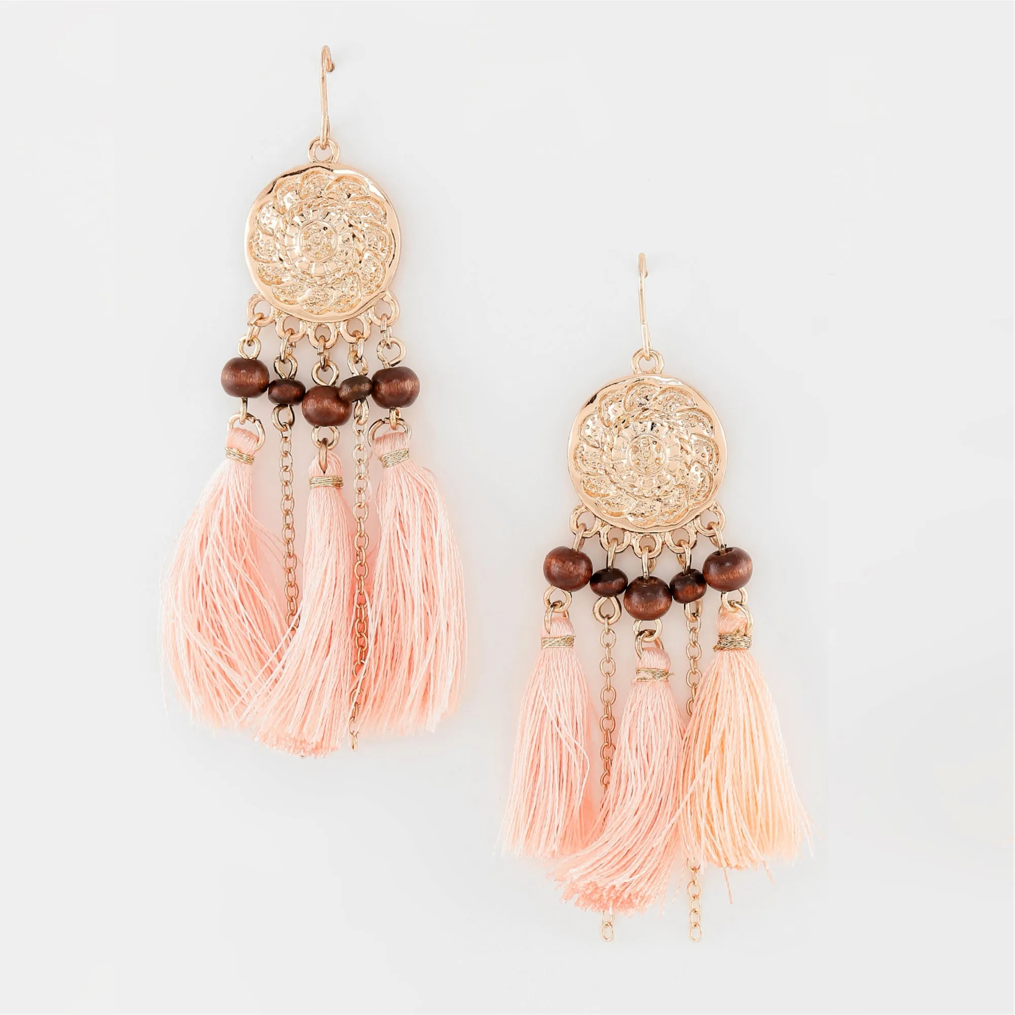 Accessorize London Women's Pink Tassel Earrings Drop Earrings