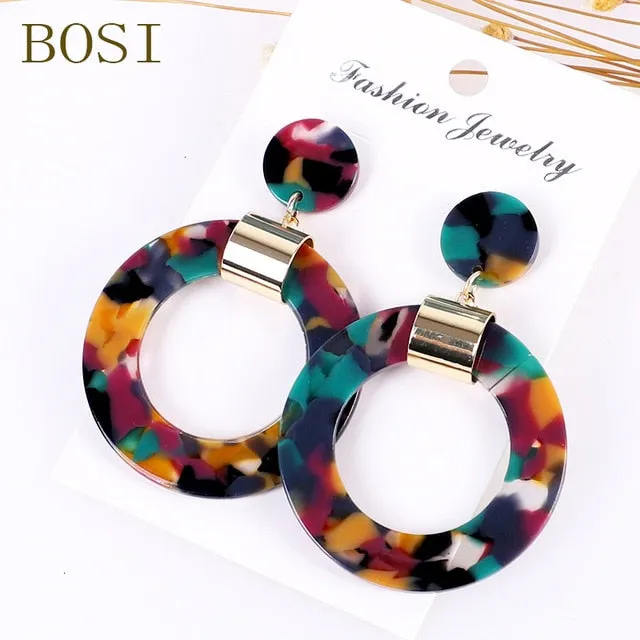 Acrylic Earrings For Women Boho 2020Acetate Dangle Drop Earrings Fashion Big Bohemian Accessories Geometric Luxury Trendy Face