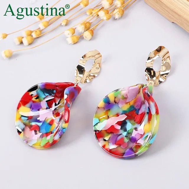 Acrylic Earrings For Women Boho 2020Acetate Dangle Drop Earrings Fashion Big Bohemian Accessories Geometric Luxury Trendy Face