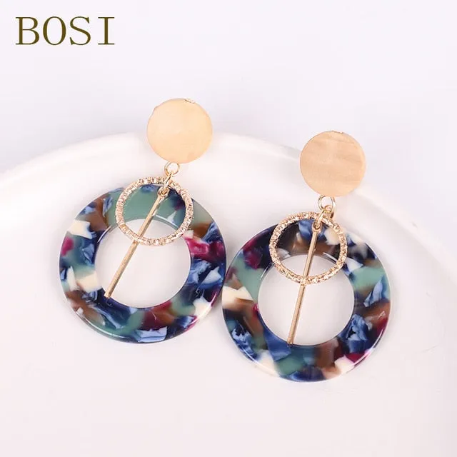 Acrylic Earrings For Women Boho 2020Acetate Dangle Drop Earrings Fashion Big Bohemian Accessories Geometric Luxury Trendy Face