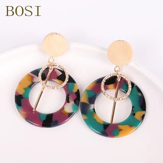 Acrylic Earrings For Women Boho 2020Acetate Dangle Drop Earrings Fashion Big Bohemian Accessories Geometric Luxury Trendy Face