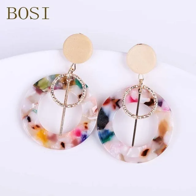 Acrylic Earrings For Women Boho 2020Acetate Dangle Drop Earrings Fashion Big Bohemian Accessories Geometric Luxury Trendy Face