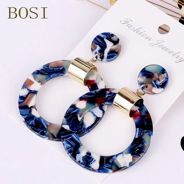 Acrylic Earrings For Women Boho 2020Acetate Dangle Drop Earrings Fashion Big Bohemian Accessories Geometric Luxury Trendy Face