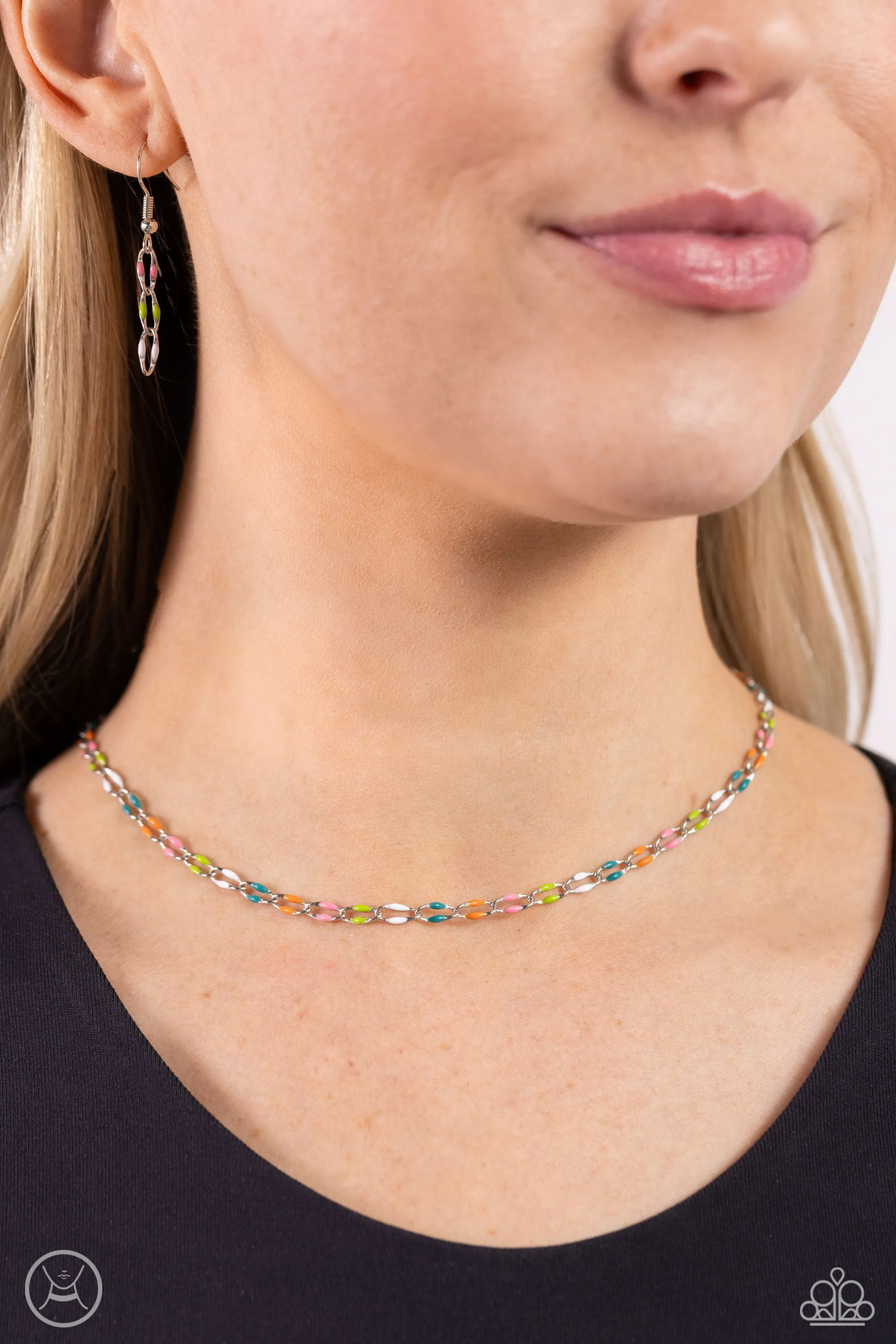 Admirable Accents - Multi - Colored Painted Link Paparazzi Choker Necklace