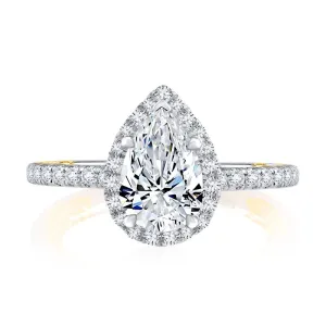 A.Jaffe Engagement Rings Classic Two Tone Halo Pear Cut Diamond Engagement Ring MECPS2332Q/145