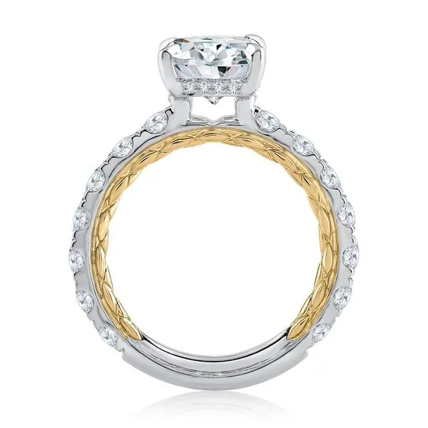 A.Jaffe Engagement Rings Elegant Two Tone Round Cut Diamond Engagement Ring with Hidden Halo MECRD2348Q/446