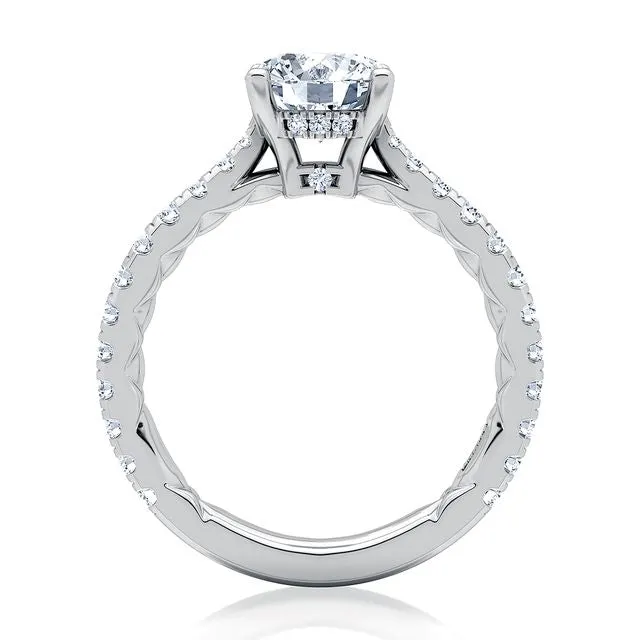 A.Jaffe Engagement Rings Scalloped Pavé Diamond Engagement Ring with Signature A.JAFFE Quilts Interior ME2008Q/141