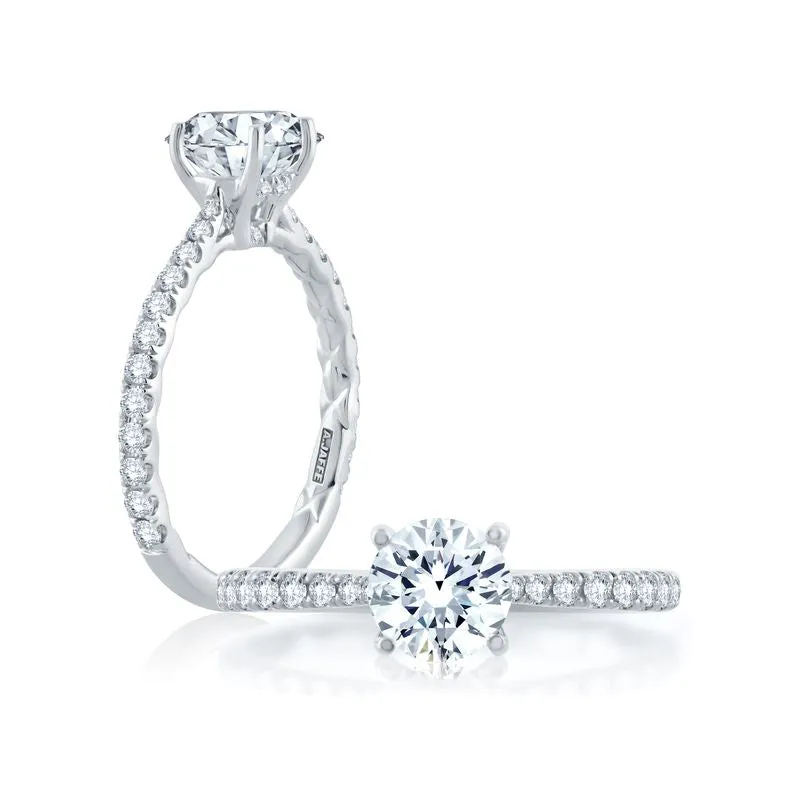 A.Jaffe Engagement Rings Scalloped Pavé Diamond Engagement Ring with Signature A.JAFFE Quilts Interior ME2008Q/141