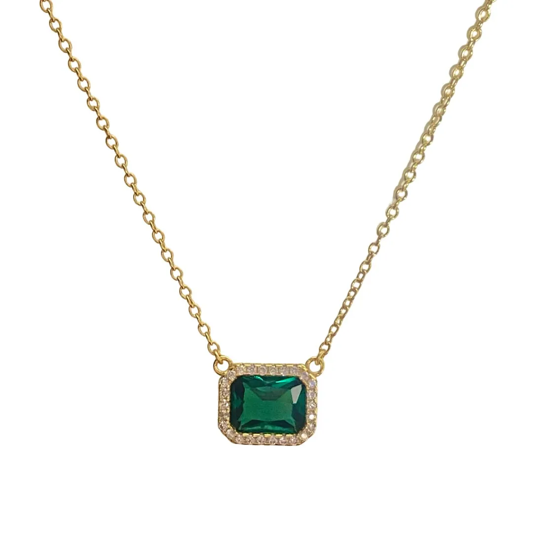 Amy East West Baguette Halo Necklace