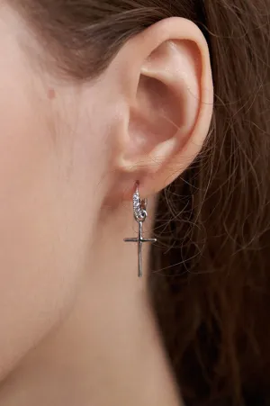 [ANNAFLAIR1986] Seasonless (SILVER 925) BOHEMIAN CRYSTAL UNBAL CROSS EARRINGS (2colors) AE4230026