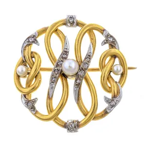 Antique Diamond & Pearl Pin