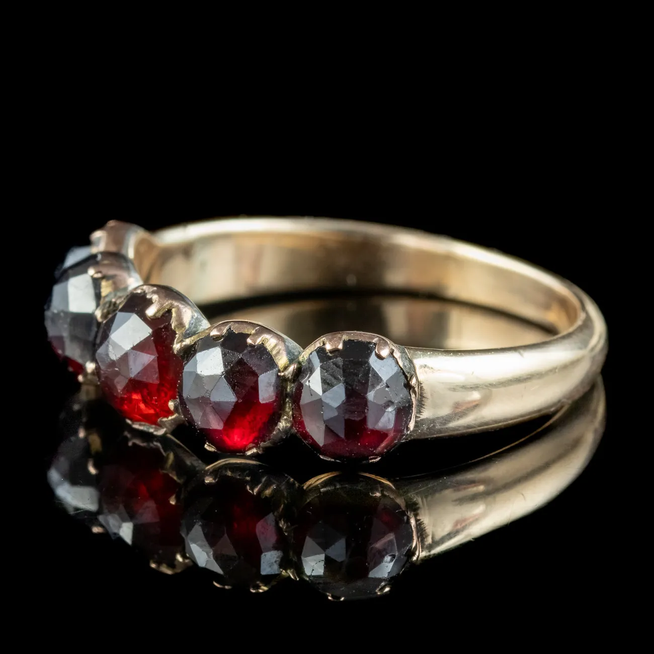 Antique Georgian Garnet Five Stone Ring 3ct Total