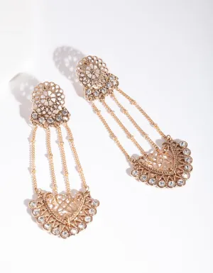 Antique Gold Diamante Drop Earrings