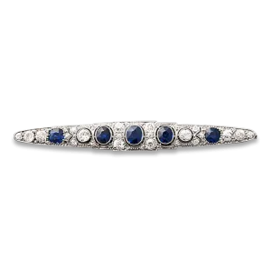 Antique Sapphire and Diamond Bar Pin