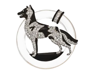 Art Deco Diamond and Rock Crystal Dog Brooch