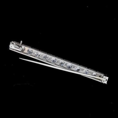 Art Deco Old European Cut Diamond Platinum Bar Brooch, circa 1930s