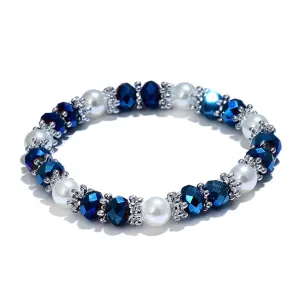 Bangle Rhinestone Faux Pearl Charm Bracelets