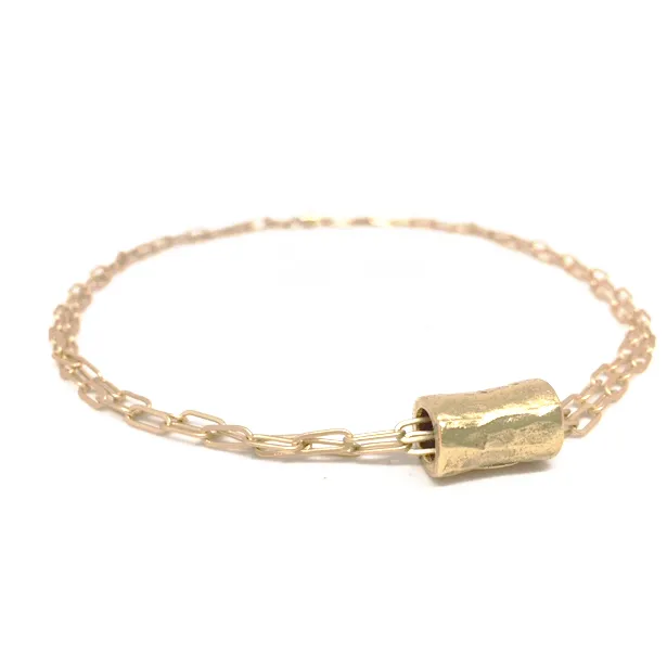 Barrel on Double Gold Paperclip Necklace