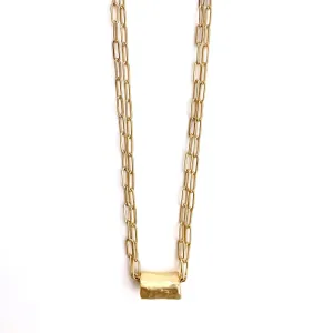 Barrel on Double Gold Paperclip Necklace