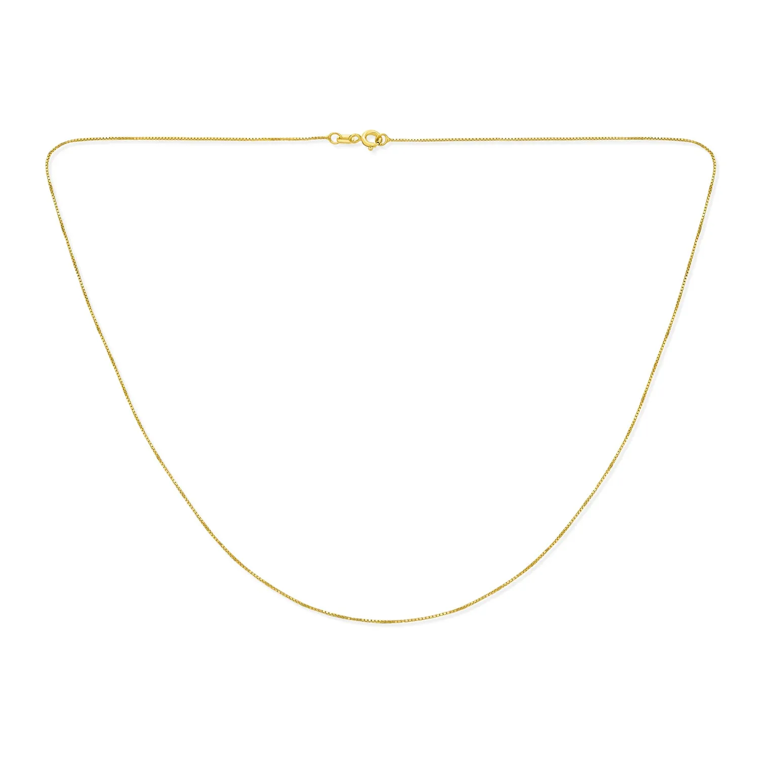 Basic Ultra Thin 1MM Gold Plated Sterling Silver Box Chain Necklace Italy Made