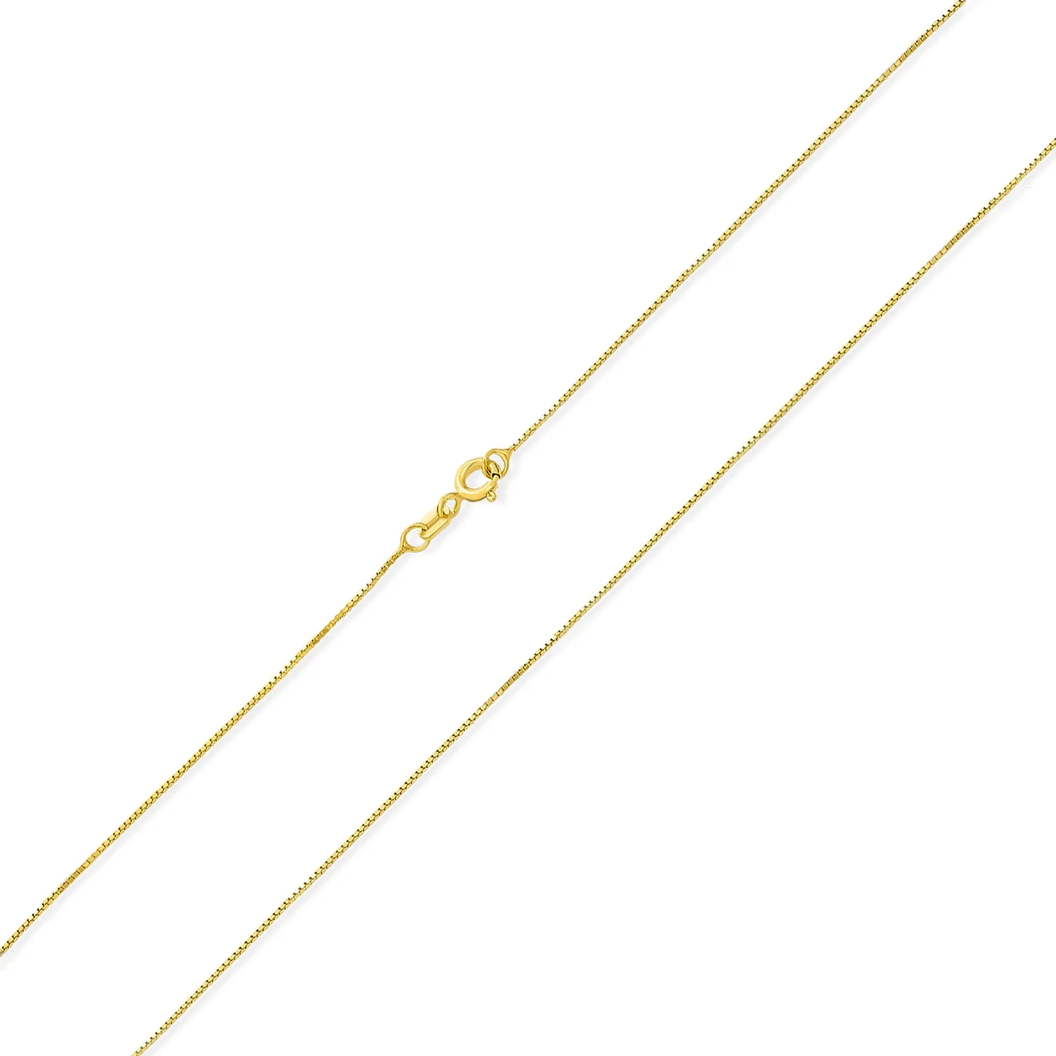 Basic Ultra Thin 1MM Gold Plated Sterling Silver Box Chain Necklace Italy Made