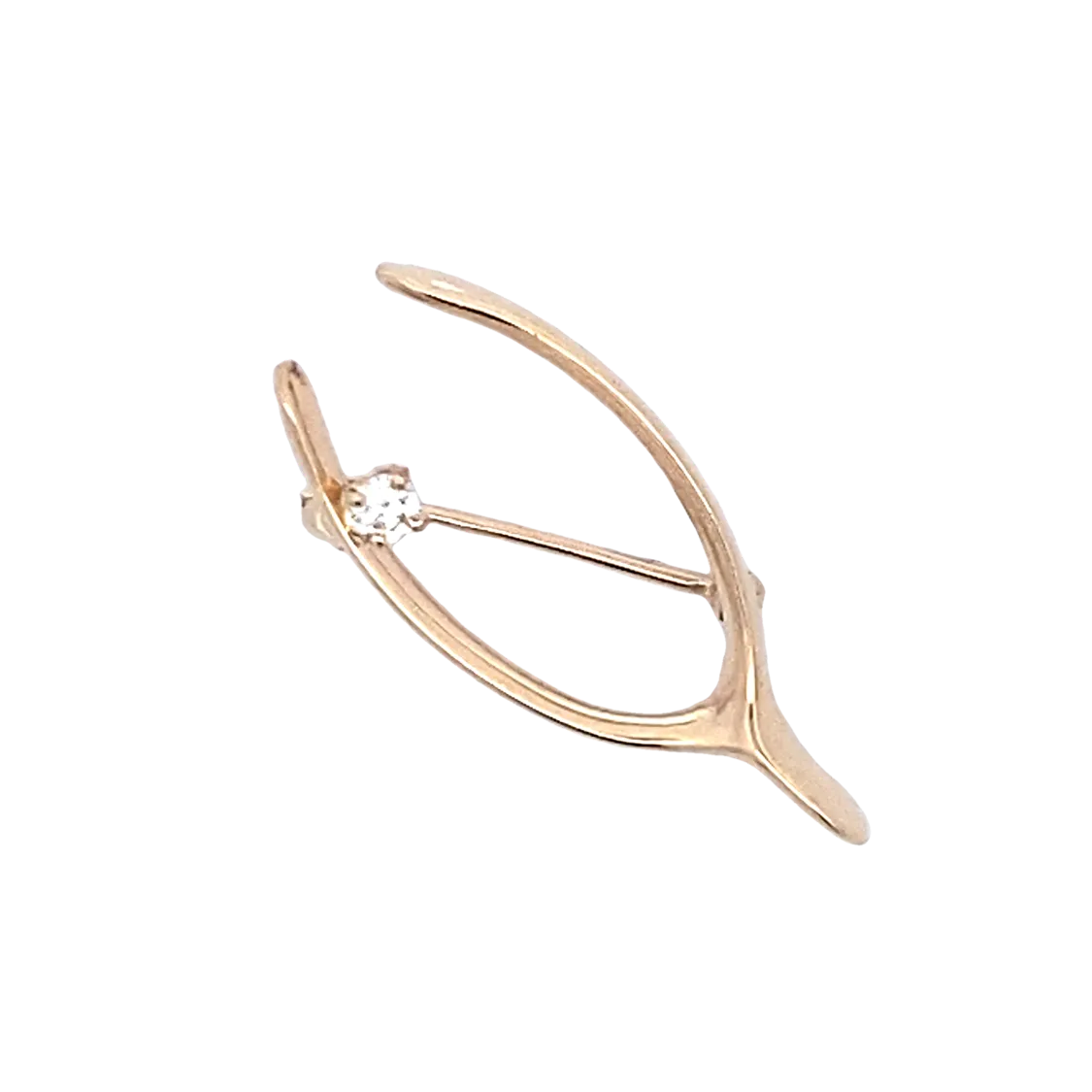 BCJ Estate Jewelry Yellow Gold and Diamond wishbone Pin