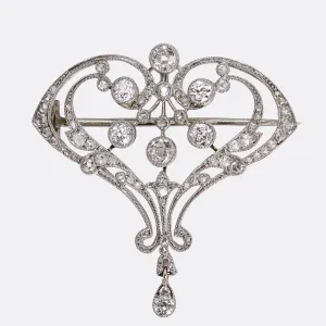 Belle Époque Platinum Diamond Brooch