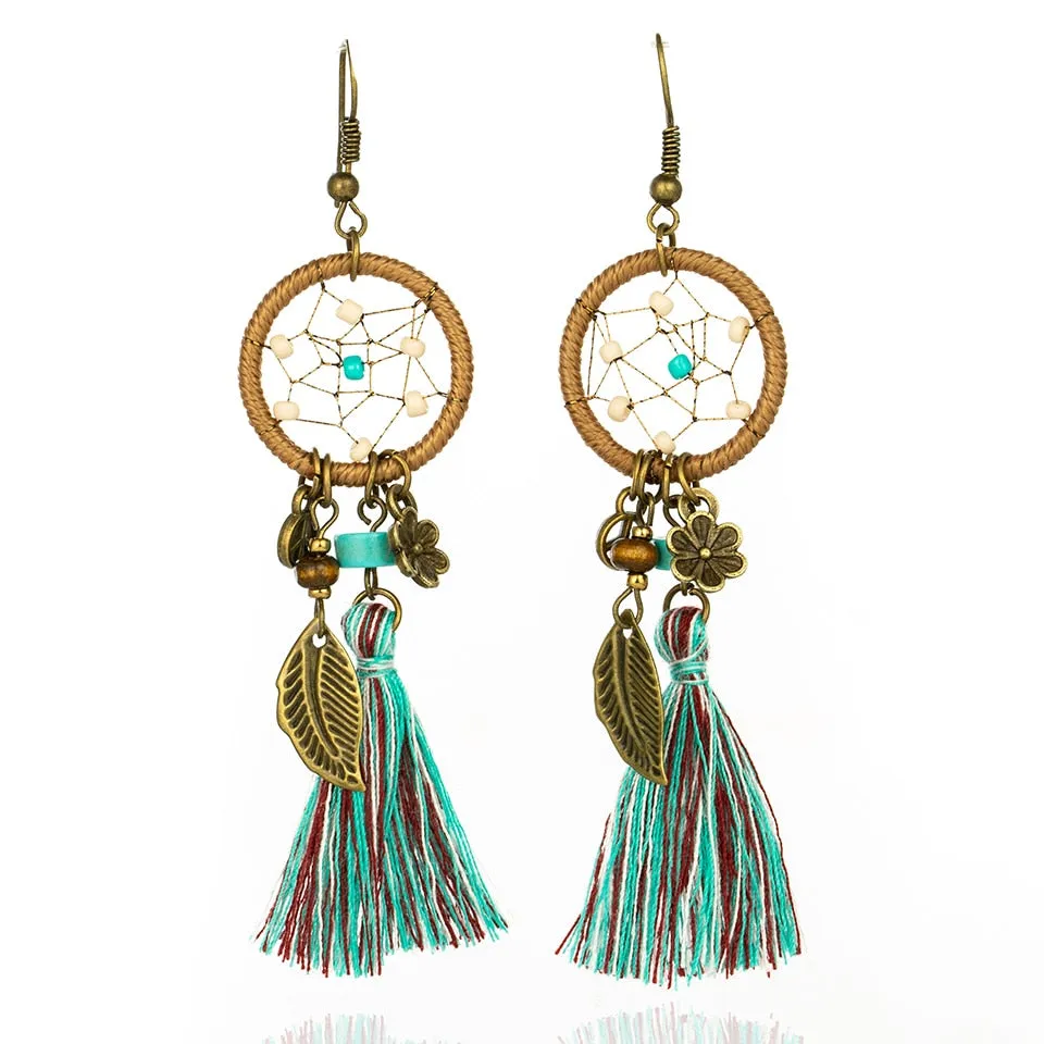 Bohemian Dream Catcher Tassel Earrings