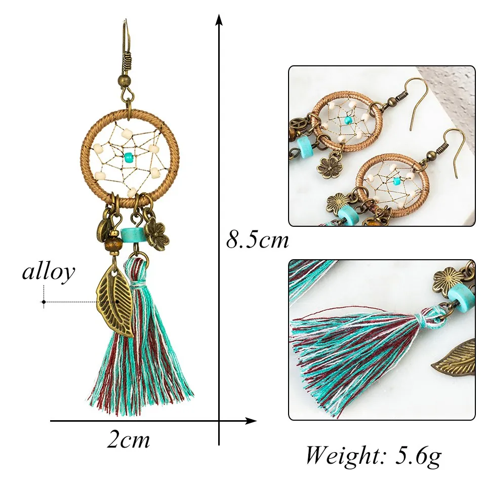 Bohemian Dream Catcher Tassel Earrings