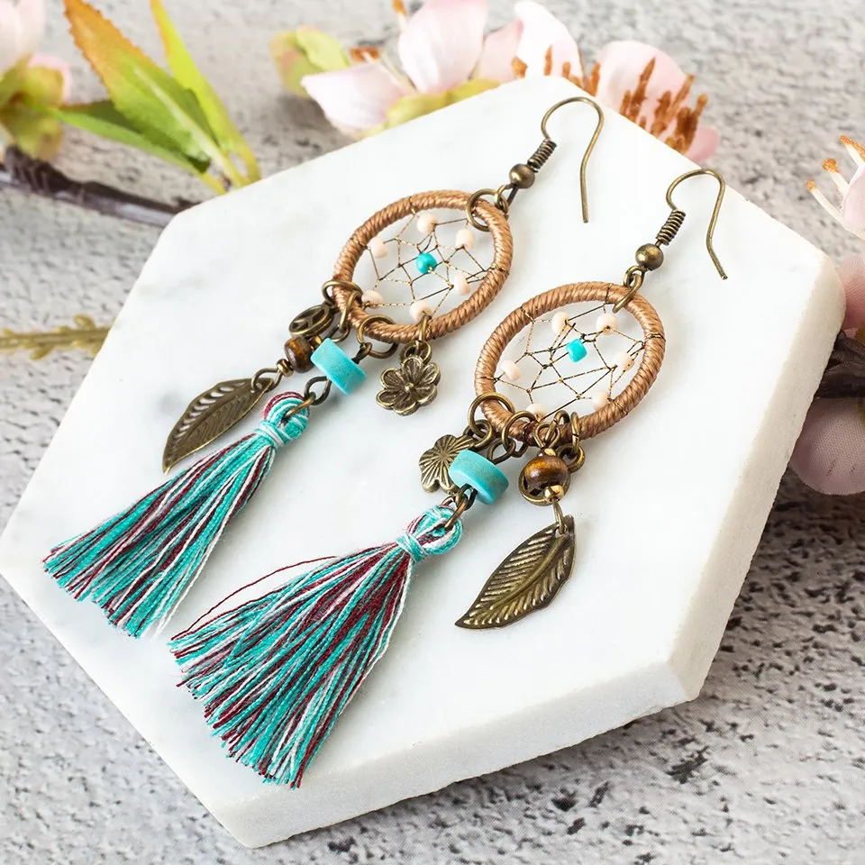 Bohemian Dream Catcher Tassel Earrings